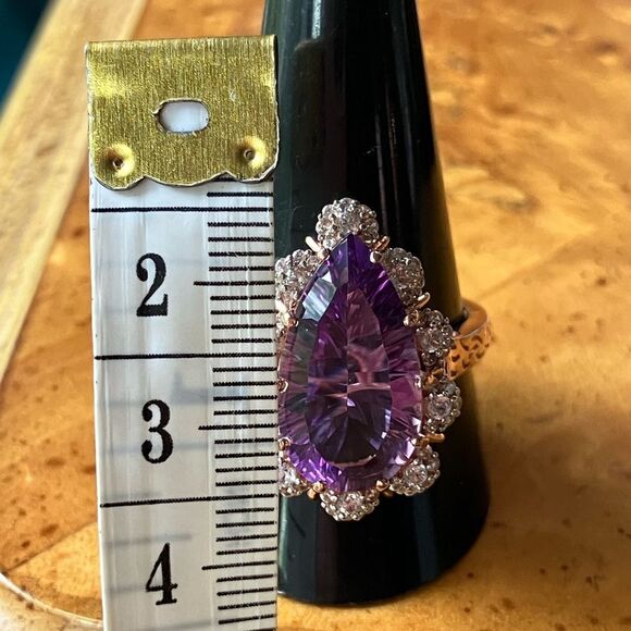 Natural Rose de France Amethyst Sterling Silver Cocktail Ring Size 10.5 - Picture 7 of 9